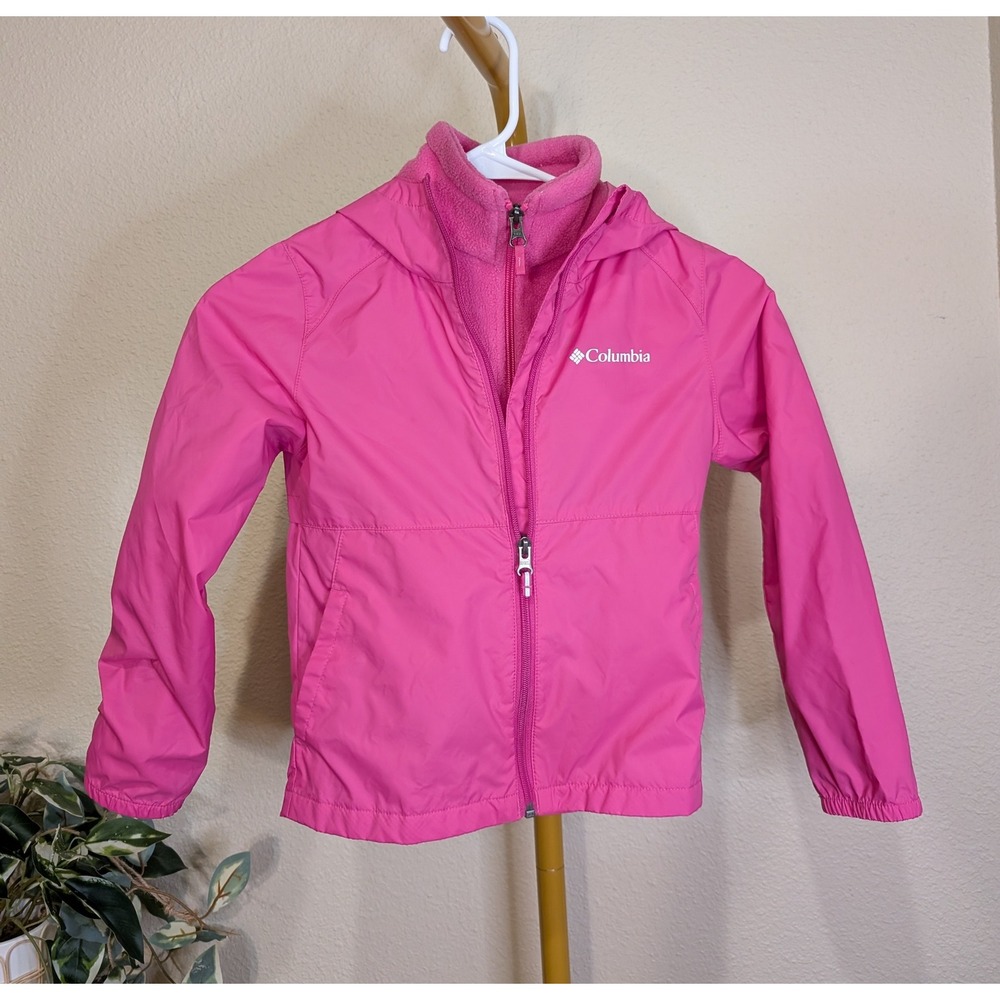 Columbia Kids Pink 3-in-1 Interchange Jacket + Fleece Liner Set Size XS